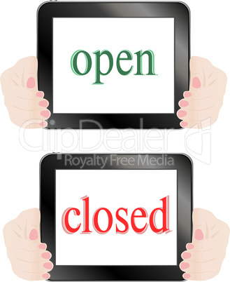 Hands holding touch screen tablet pc business