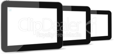 Set of digital tablets with blank screen isolated on white