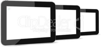 Set of digital tablets with blank screen isolated on white