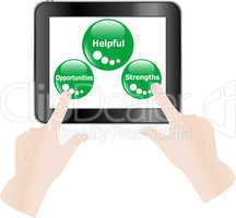 digital tablet in hands over white background