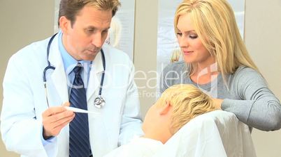 Little Caucasian Boy with Hospital Doctor