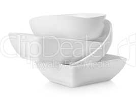 Empty white bowls