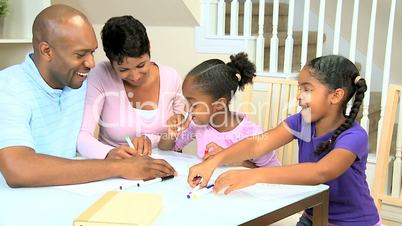 Little African American Girls Drawing Pictures
