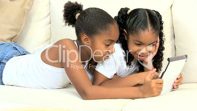 African American Children Using Wireless Tablet