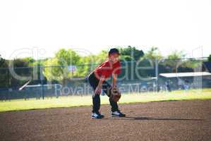 Baseball player in ready position