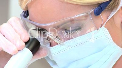 Lab Assistant in Sterile Mask and Glasses-Face Only