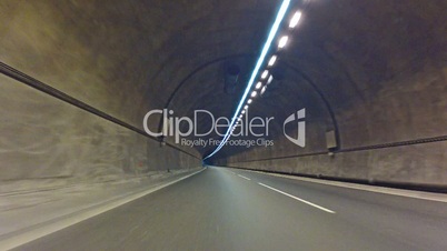 Fast driving on Cyprus highway through tunnel