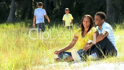 African American Family Enjoying Time Outdoors