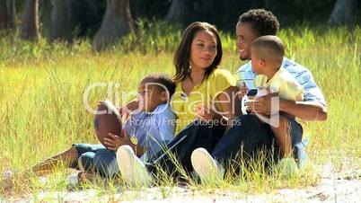 African American Family Together in the Park