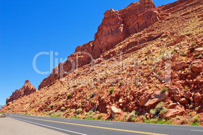 Red Rock Cliffs Near the Highway in Arizona