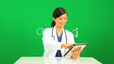 Asian Chinese Doctor Green Screen Tablet