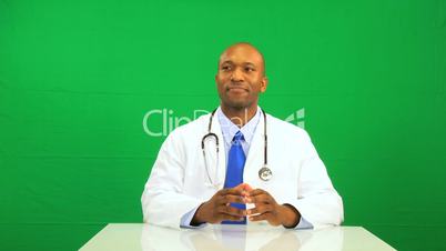 Male Ethnic Doctor Green Screen Touch screen