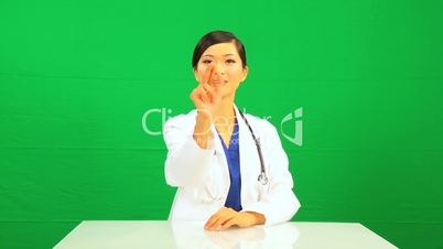 Asian Chinese Female Doctor Green Screen