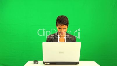 Ethnic Female Green Screen Laptop Computer