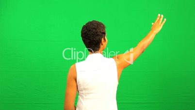 African American Female Green Screen Touch screen
