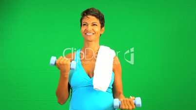 Female Exercise Weights Green Screen Technology