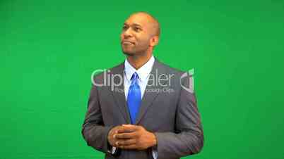 Male African American Satisfied Green Screen Presentation