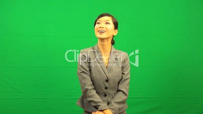 Confident Asian Chinese Business Female Green Screen