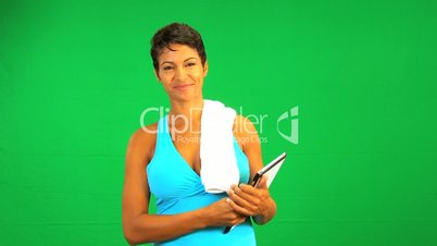 Satisfied Ethnic Female Fitness Green Screen