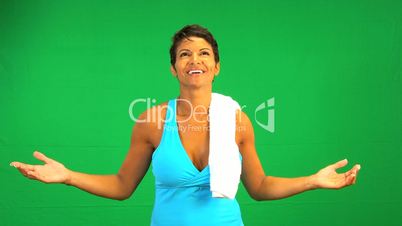 Satisfied Ethnic Fitness Female Green Screen