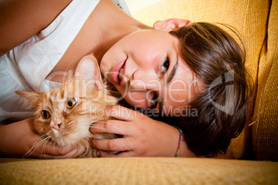 Girl and her cat