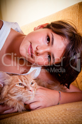 Girl and her cat