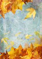 Yellow autumn leaves painting