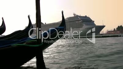 Gondola and cruise ship
