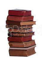 stack of books with aged pages