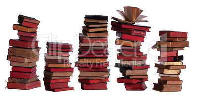 concept of stacked old books with aged pages