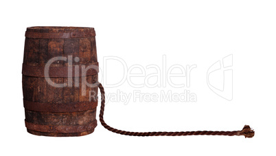 wooden barrel with rope