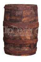 very old wooden barrel with iron fittings