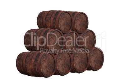 stack of wooden barrel