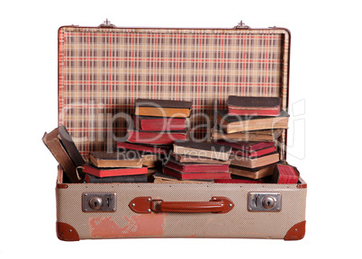 suitcase stuffed with books