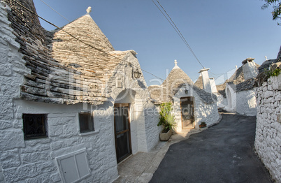 Alberobello, Italy. Beautiful view of Trulli typical Homes
