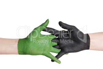 green black handshake