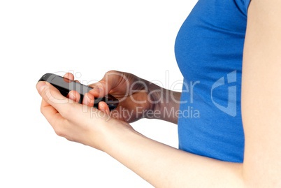 woman holding a smartphone