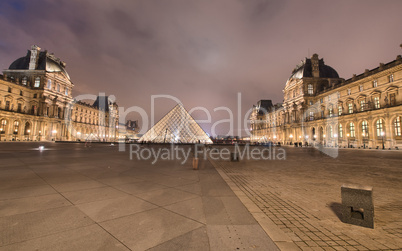 PARIS - NOV 30: Louvre museum lights at night, November 30, 2012