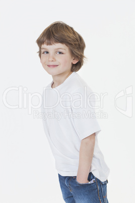 Young Happy Boy Smiling in Jeans and T-Shirt