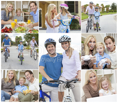 Montage of Happy Active Family Healthy Eating