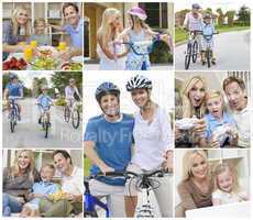 Montage of Happy Active Family Healthy Eating