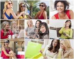 Montage of Modern Women Leisure Lifestyle