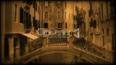 Canal in Venice. Old film