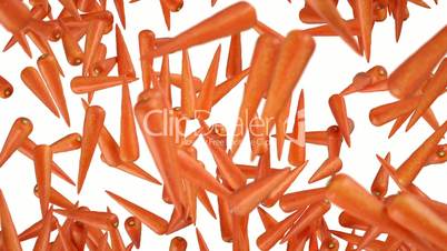 Carrots: vegetables scattering with slow motion, Alpha matte