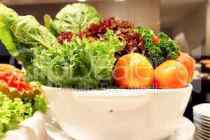 Fresh vegetables in a white bowl