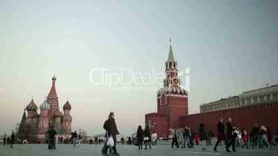 People walking in Red square in Moscow.