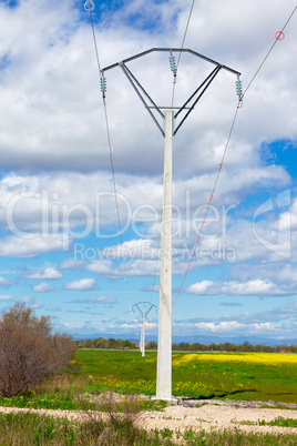 Row of rural electrical power lines