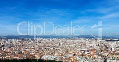 Panoramic aerial view on Marseille from mountain