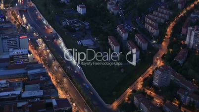 aerial wiev istanbul city at night