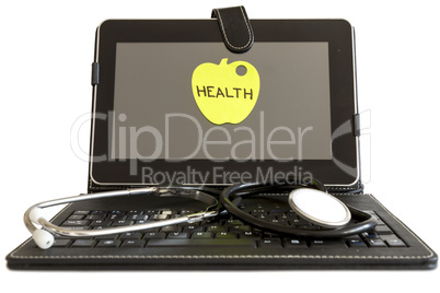 Digital tablet pc and stethoscope, health concept